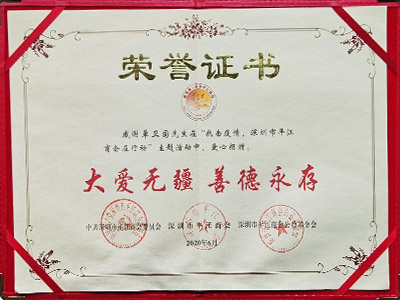 南凯-抗击疫情，大爱无疆，善德永存荣誉证书